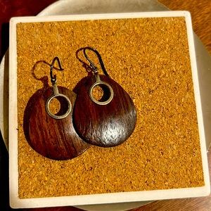 Wood accent with sterling silver silpada French hook dangle earrings